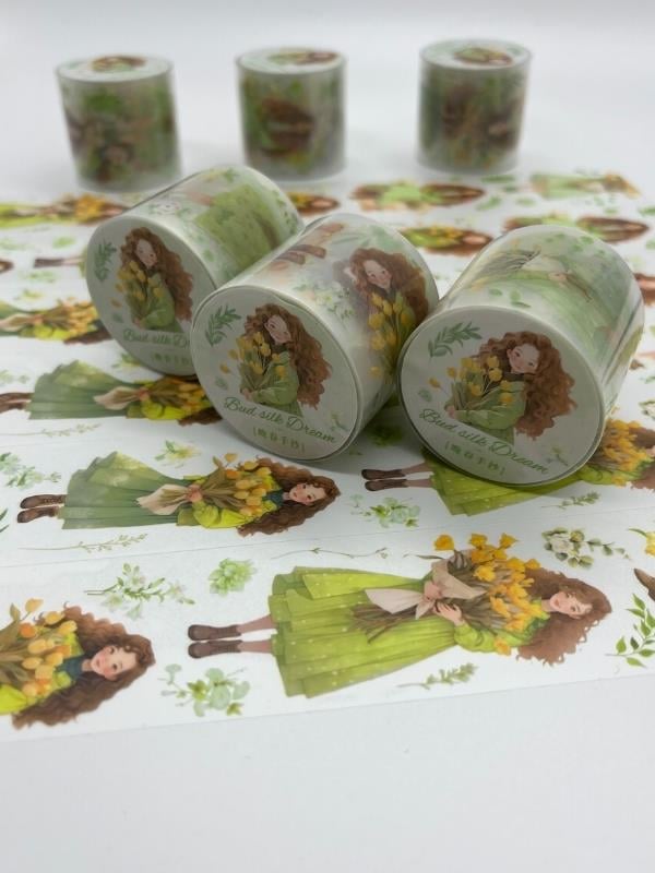 Bud Silk Dream Serisi Bahar Çayır Çiçeği Temalı 2m Washi Bant/Washi Tape/Masking Tape/Desenli Bant