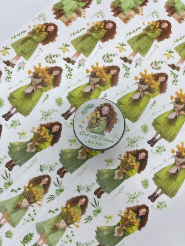 Bud Silk Dream Serisi Bahar Çayır Çiçeği Temalı 2m Washi Bant/Washi Tape/Masking Tape/Desenli Bant