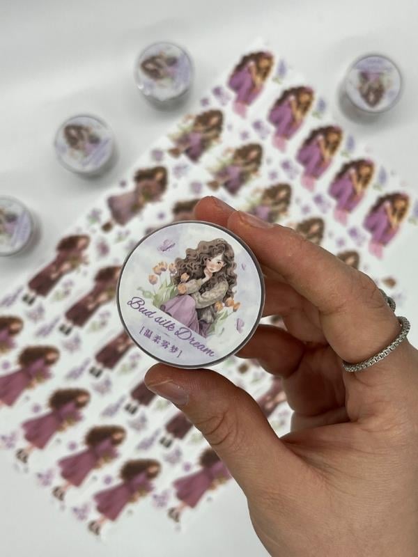 Bud Silk Dream Serisi Lavanta Çiçekli Kız Temalı 2m Washi Bant/Washi Tape/Masking Tape/Desenli Bant