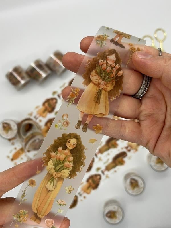 Bud Silk Dream Serisi Sıcak Sonbahar Kızı Temalı 2m Washi Bant/Washi Tape/Masking Tape/Desenli Bant