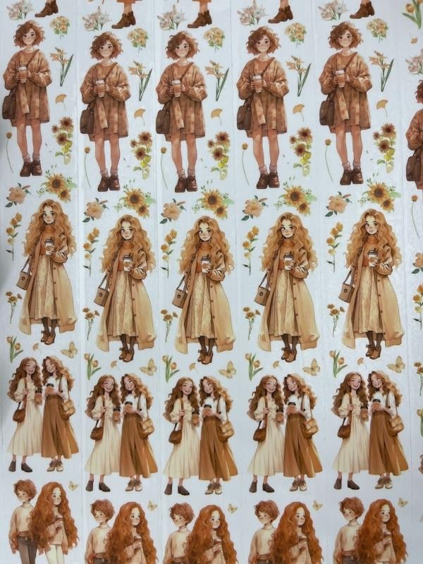 Bud Silk Dream Serisi Sonbahar Kızları 2m Washi Bant/Washi Tape/Masking Tape/Desenli Bant