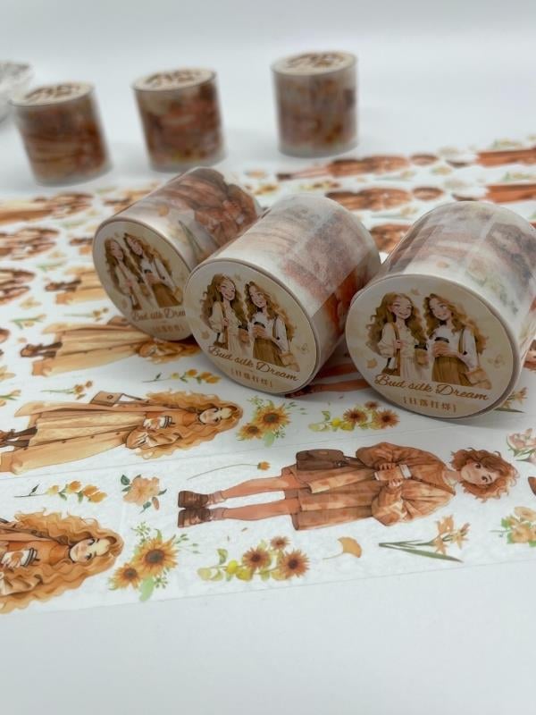 Bud Silk Dream Serisi Sonbahar Kızları 2m Washi Bant/Washi Tape/Masking Tape/Desenli Bant