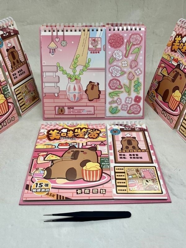 Capybara Gurme İzometrik Özel Tasarım 15 Sayfa 238 Sayfa Sticker Seti ile Görev Tamamlama/Etiket/Çıkartma/Kapibara  