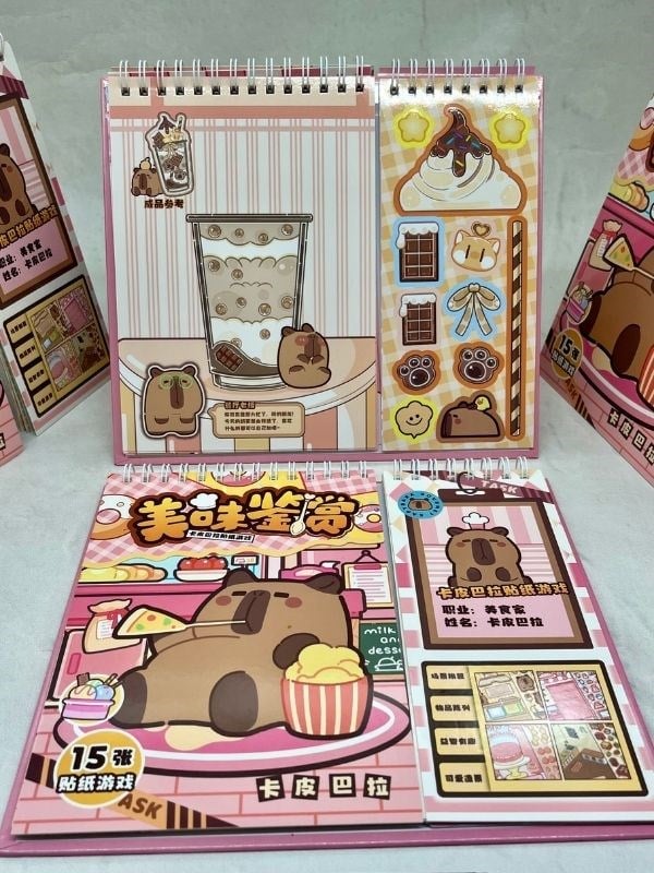 Capybara Gurme İzometrik Özel Tasarım 15 Sayfa 238 Sayfa Sticker Seti ile Görev Tamamlama/Etiket/Çıkartma/Kapibara  
