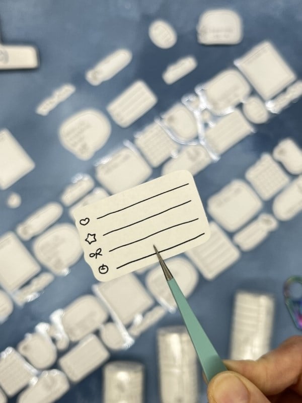Çerçeve ve Not Etiketi Çince Yazılı 2 m 86 Adet Tek Tek Çıkartmalı Sticker Washi Bant/Masking Tape