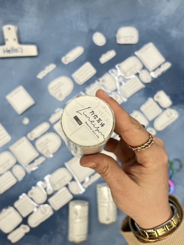 Çerçeve ve Not Etiketi Çince Yazılı 2 m 86 Adet Tek Tek Çıkartmalı Sticker Washi Bant/Masking Tape