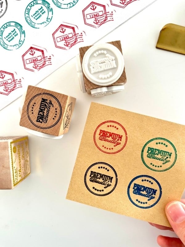 Charming Paris 3 Farklı Posta ve Premium Damga Desenli Ahşap Küp Mühür/Kaşe/Kitap Mührü/Stamp / Seal