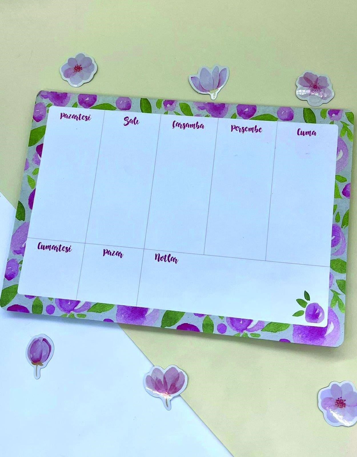 Çiçekli Masaüstü Haftalık Planlayıcı