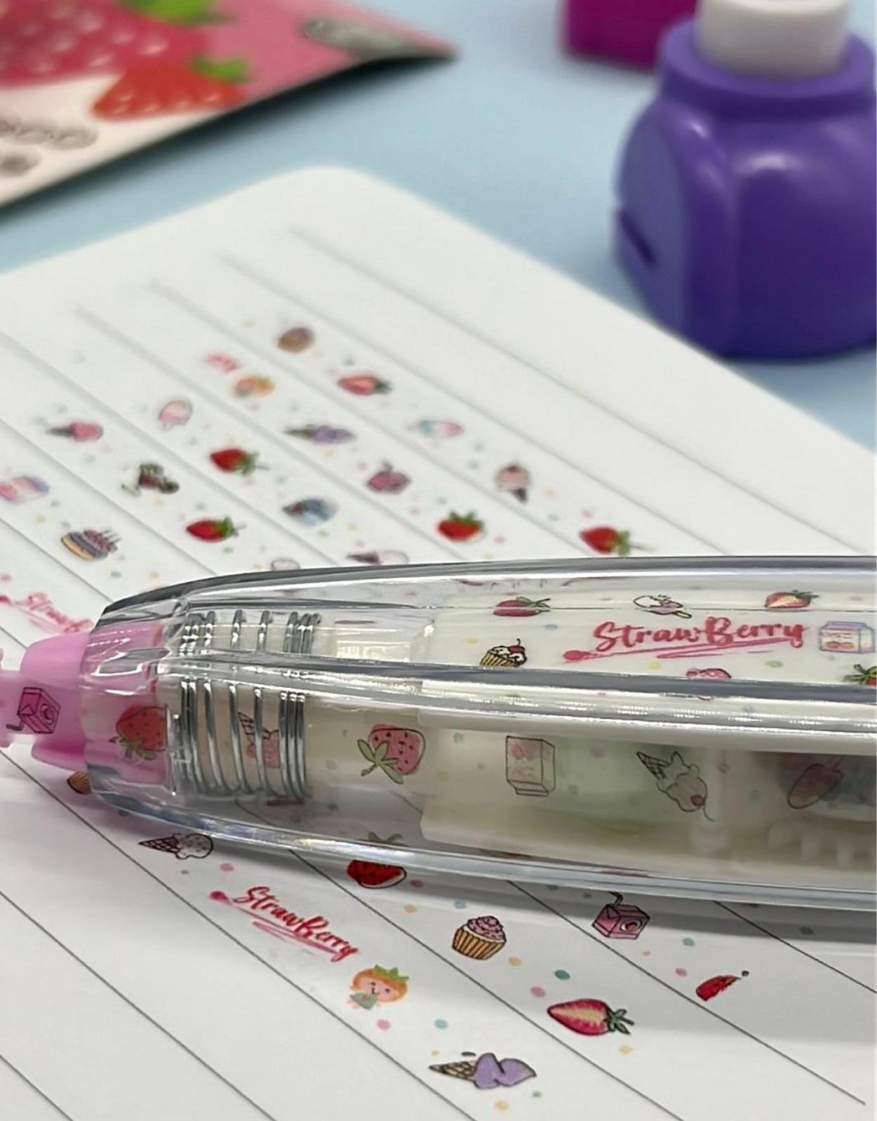 Çilek Desenli Süsleme Bandı Tipex / Tipeks / Bullet Journal