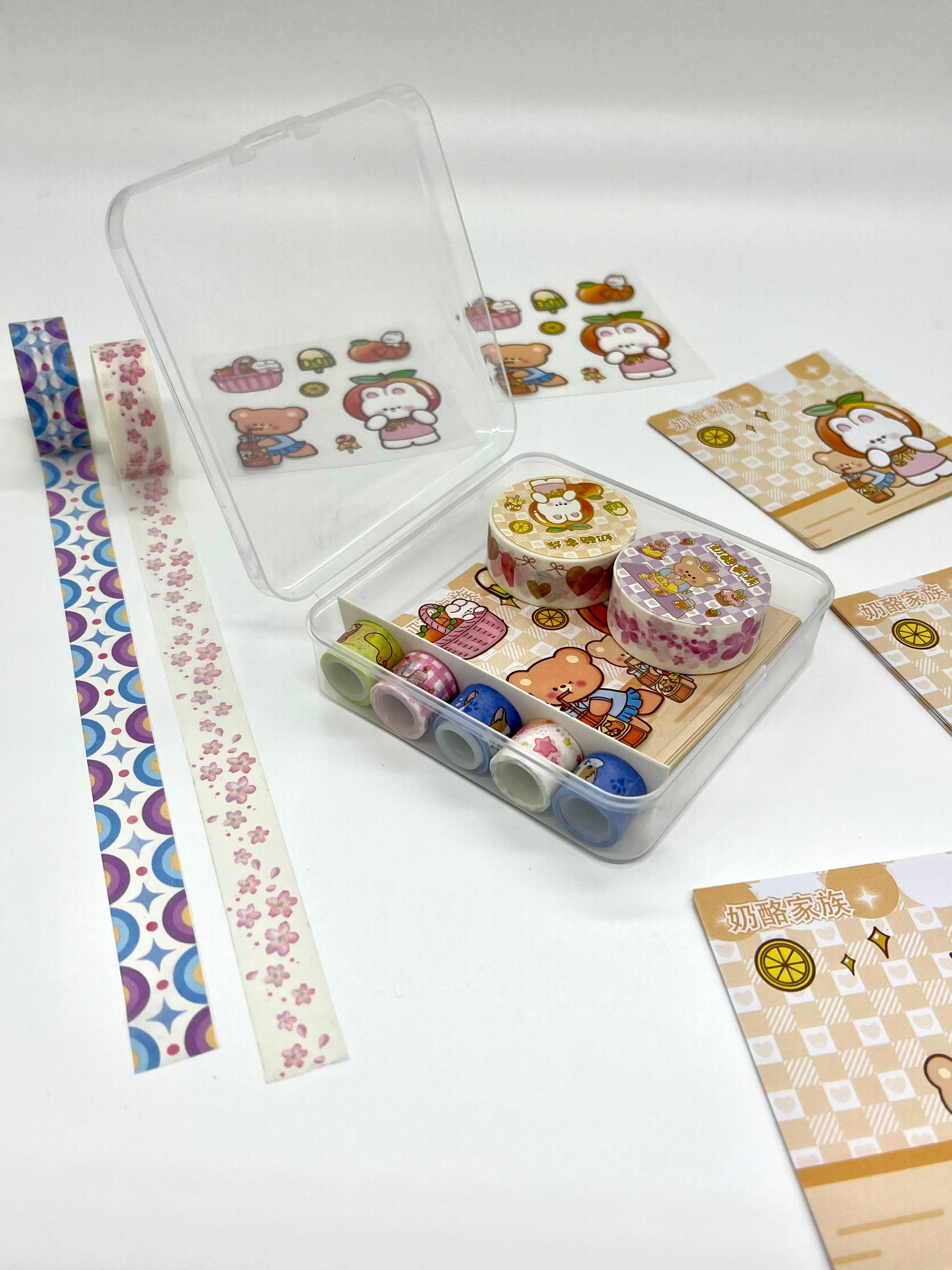 Citrus Tavşan ve Ayı Temalı 40 Yaprak Post-it 7 Adet Washi Bant 3 Yaprak Sticker Kutulu Set