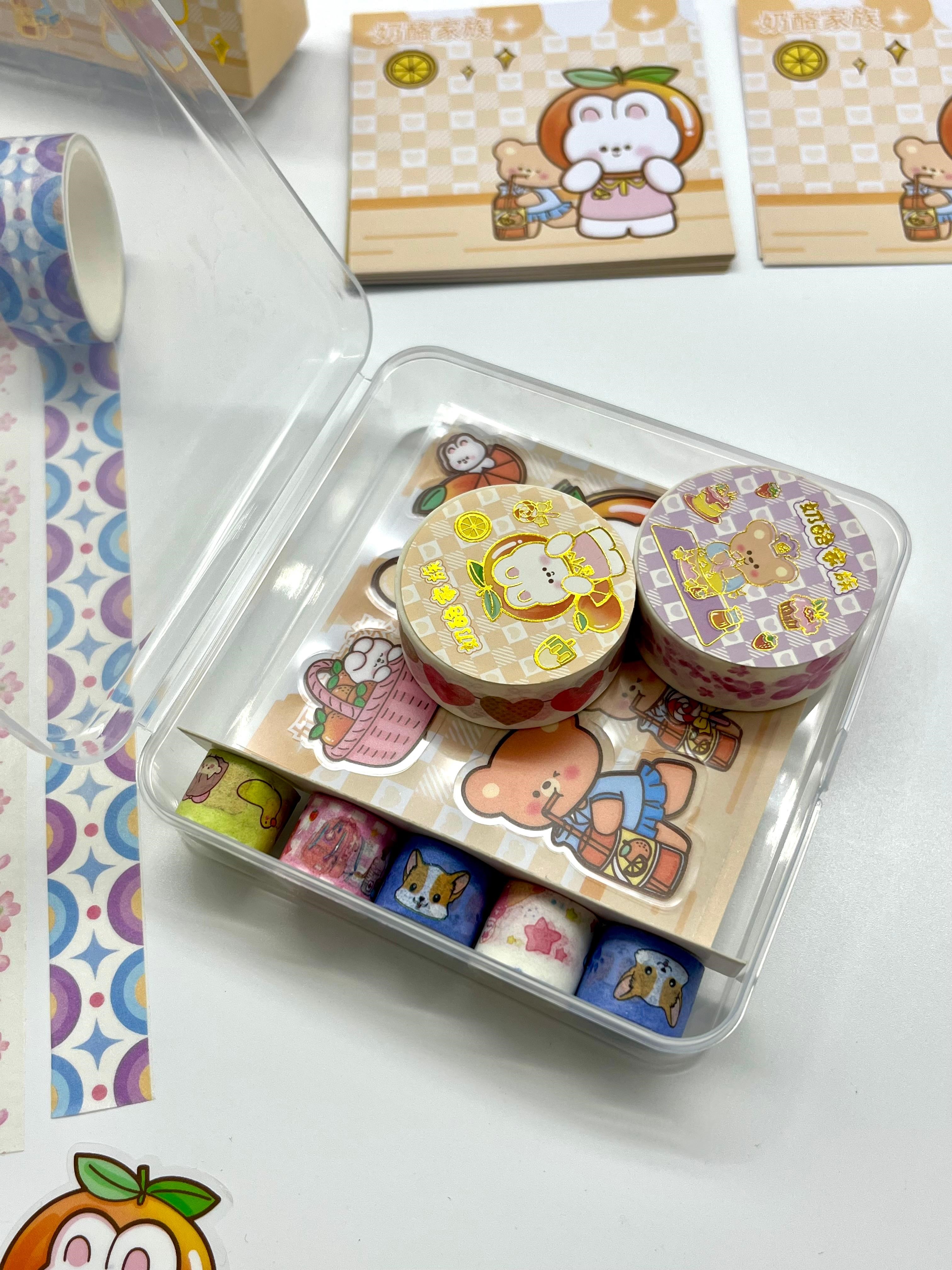 Citrus Tavşan ve Ayı Temalı 40 Yaprak Post-it 7 Adet Washi Bant 3 Yaprak Sticker Kutulu Set