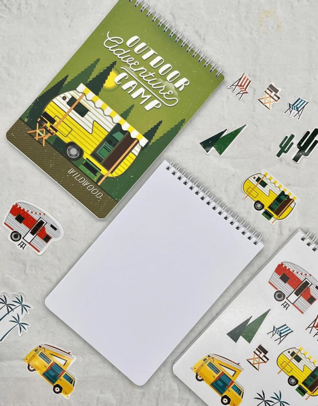 Çizgisiz Outdoor Adventure Camp Spiralli Defter Tek Yaprak Stickerlı