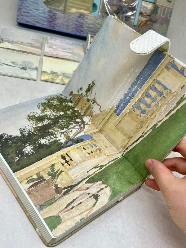 Claude Monet Gardeners House at Antibes Açık Mavi Kutu Defter Seti/Hediye Set/Notebook /Bullet Journal