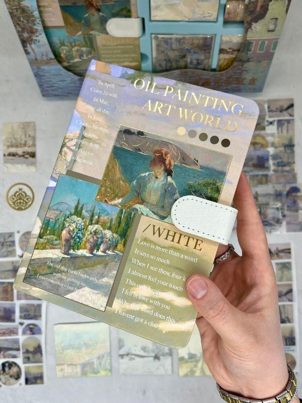 Claude Monet Gardeners House at Antibes Açık Mavi Kutu Defter Seti/Hediye Set/Notebook /Bullet Journal