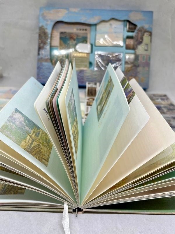 Claude Monet Gardeners House at Antibes Açık Mavi Kutu Defter Seti/Hediye Set/Notebook /Bullet Journal
