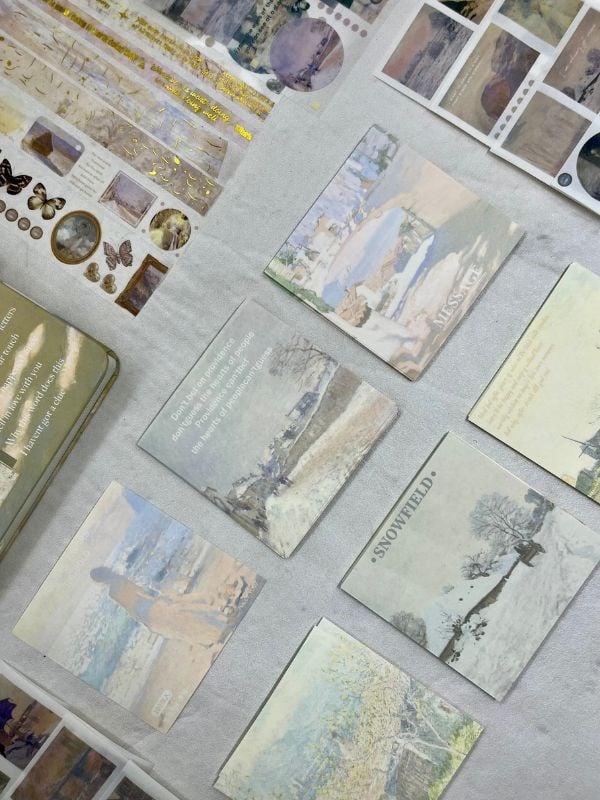 Claude Monet Gardeners House at Antibes Açık Mavi Kutu Defter Seti/Hediye Set/Notebook /Bullet Journal