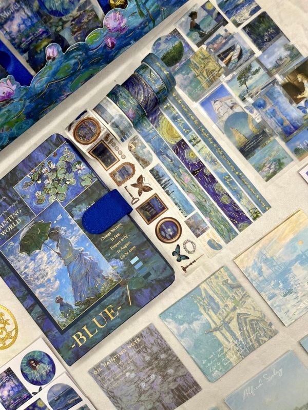 Claude Monet Madame Monet and Her Son Koyu Mavi Kutu Defter Seti/Hediye Set/Notebook / Bullet Journal