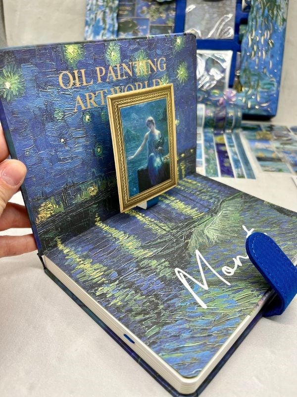 Claude Monet Madame Monet and Her Son Koyu Mavi Kutu Defter Seti/Hediye Set/Notebook / Bullet Journal