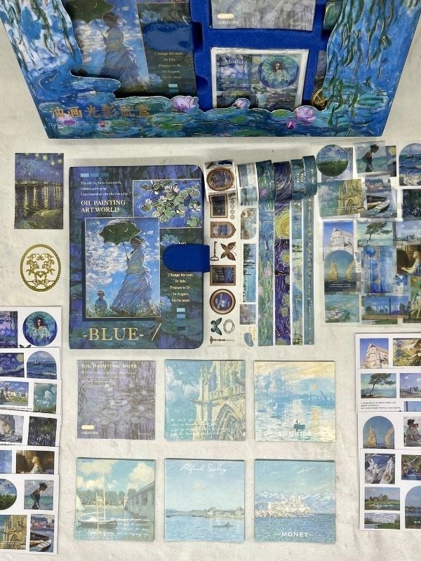Claude Monet Madame Monet and Her Son Koyu Mavi Kutu Defter Seti/Hediye Set/Notebook / Bullet Journal