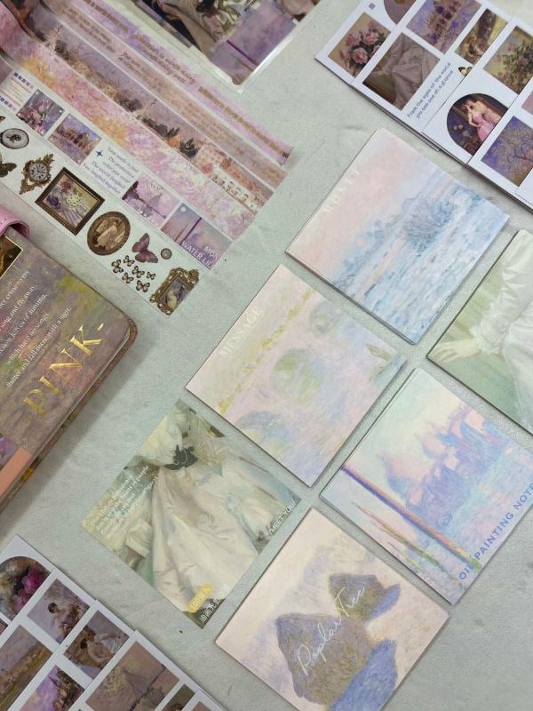 Claude Monet Seerosen Pembe Kutu Defter Seti/Hediye Set/Notebook / Bullet Journal
