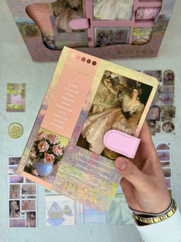Claude Monet Seerosen Pembe Kutu Defter Seti/Hediye Set/Notebook / Bullet Journal