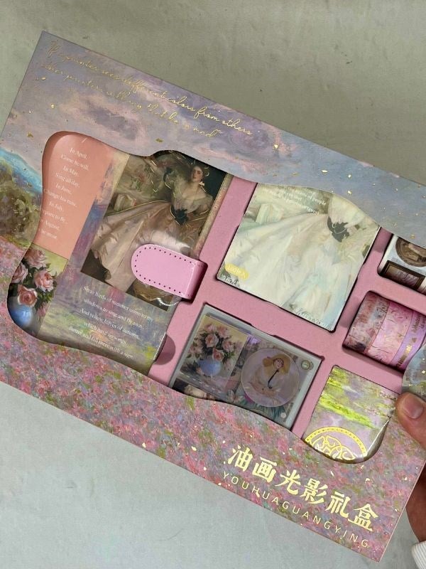 Claude Monet Seerosen Pembe Kutu Defter Seti/Hediye Set/Notebook / Bullet Journal
