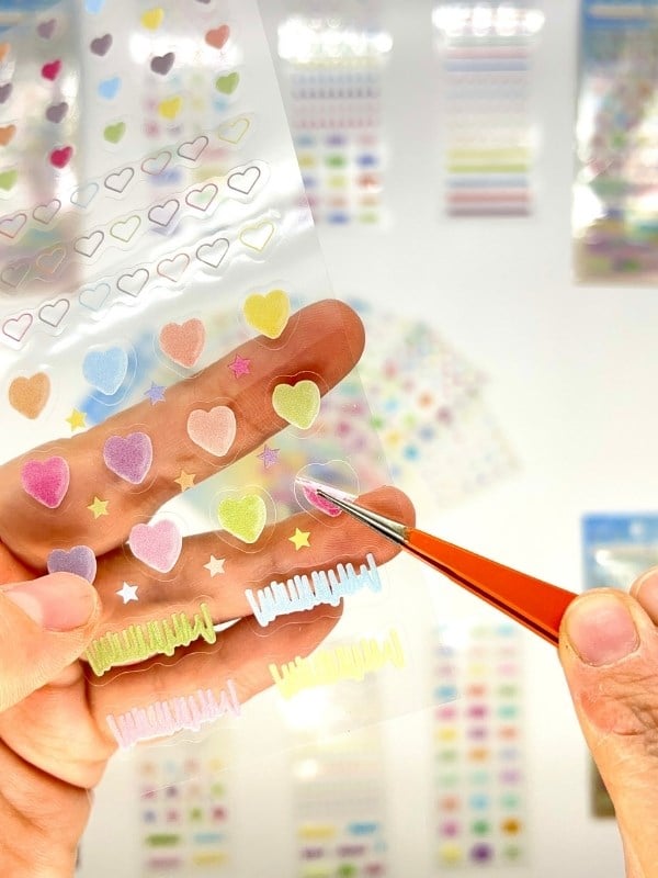 Colorful Fixed Pastel Çizgi Daire Kalp ve Şekiller 6 Yaprak 226 Adet Sticker Seti/Etiket/Çıkartma