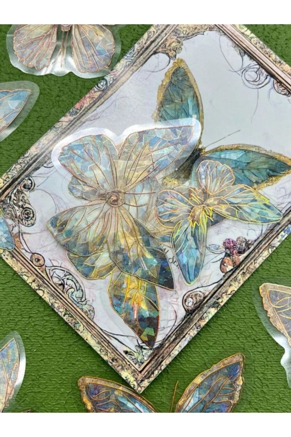 Colourful Blue Butterfly Işıl Işıl Mavi Kelebekler Şeffaf Pet Sticker Set/çıkartma/su Geçirmez