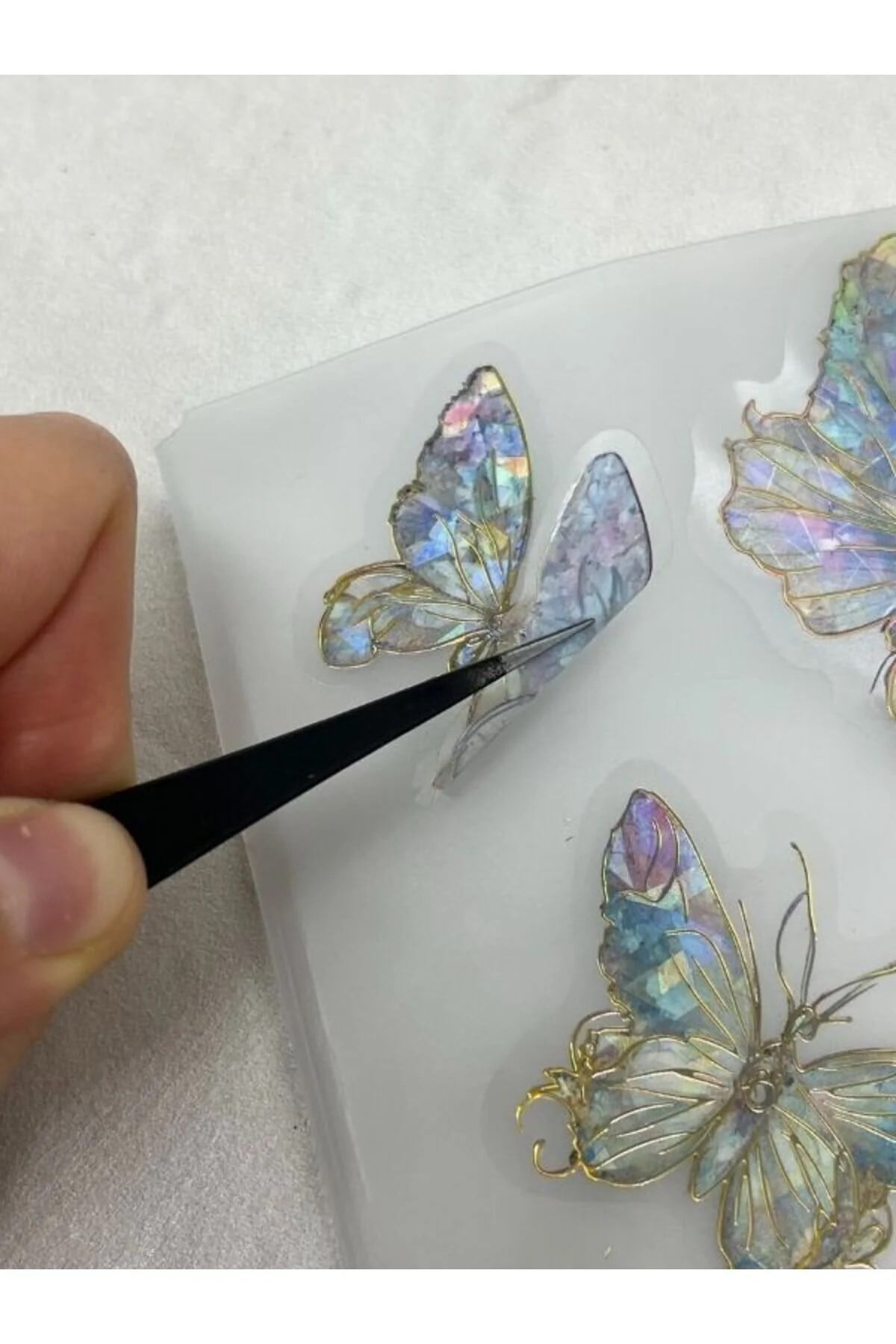 Colourful Blue Butterfly Işıl Işıl Mavi Kelebekler Şeffaf Pet Sticker Set/çıkartma/su Geçirmez
