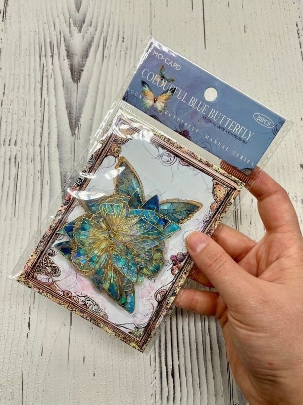 Colourful Blue Butterfly Işıl Işıl Mavi Kelebekler Şeffaf Pet Sticker Set/çıkartma/su Geçirmez