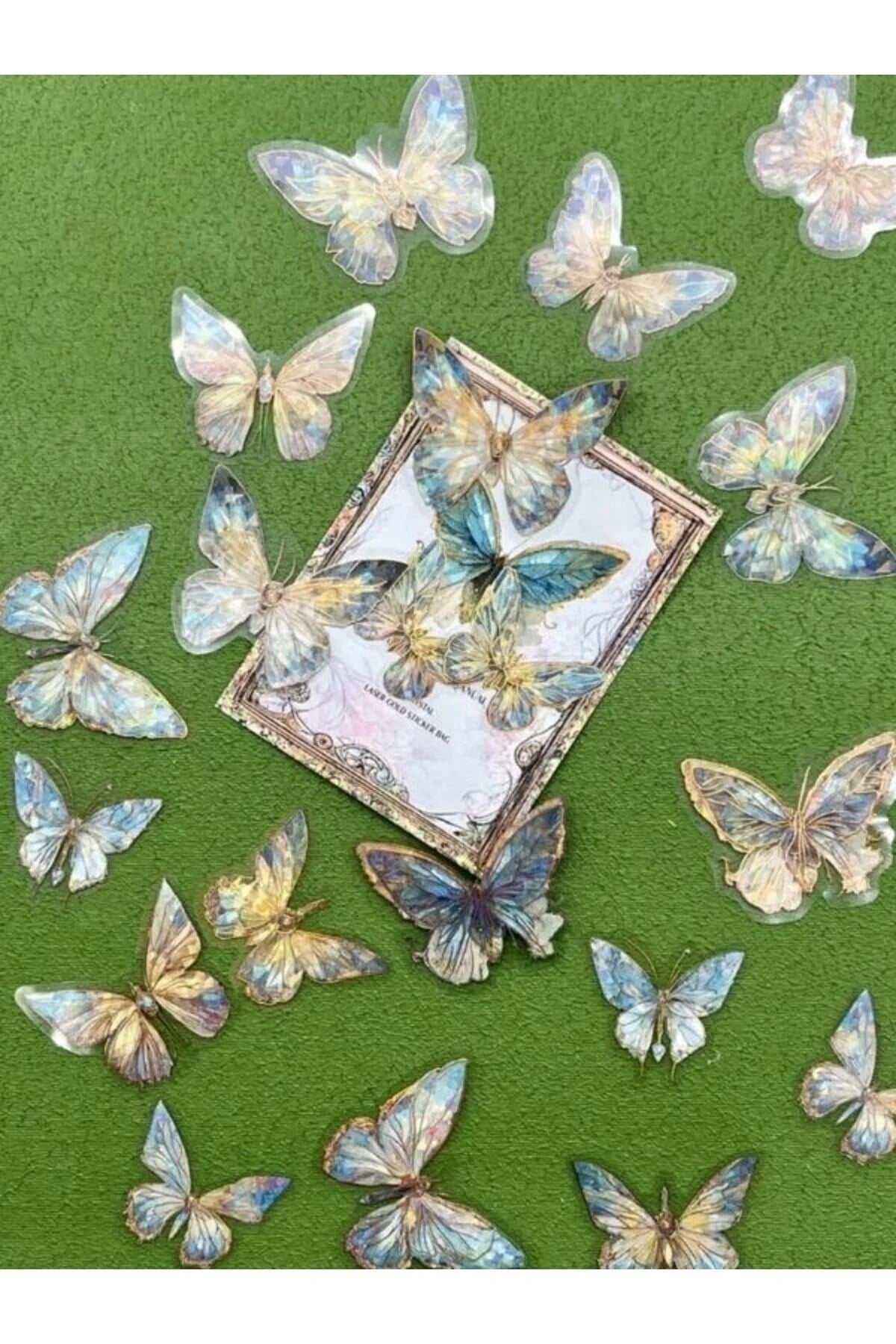 Colourful Blue Butterfly Işıl Işıl Mavi Kelebekler Şeffaf Pet Sticker Set/çıkartma/su Geçirmez