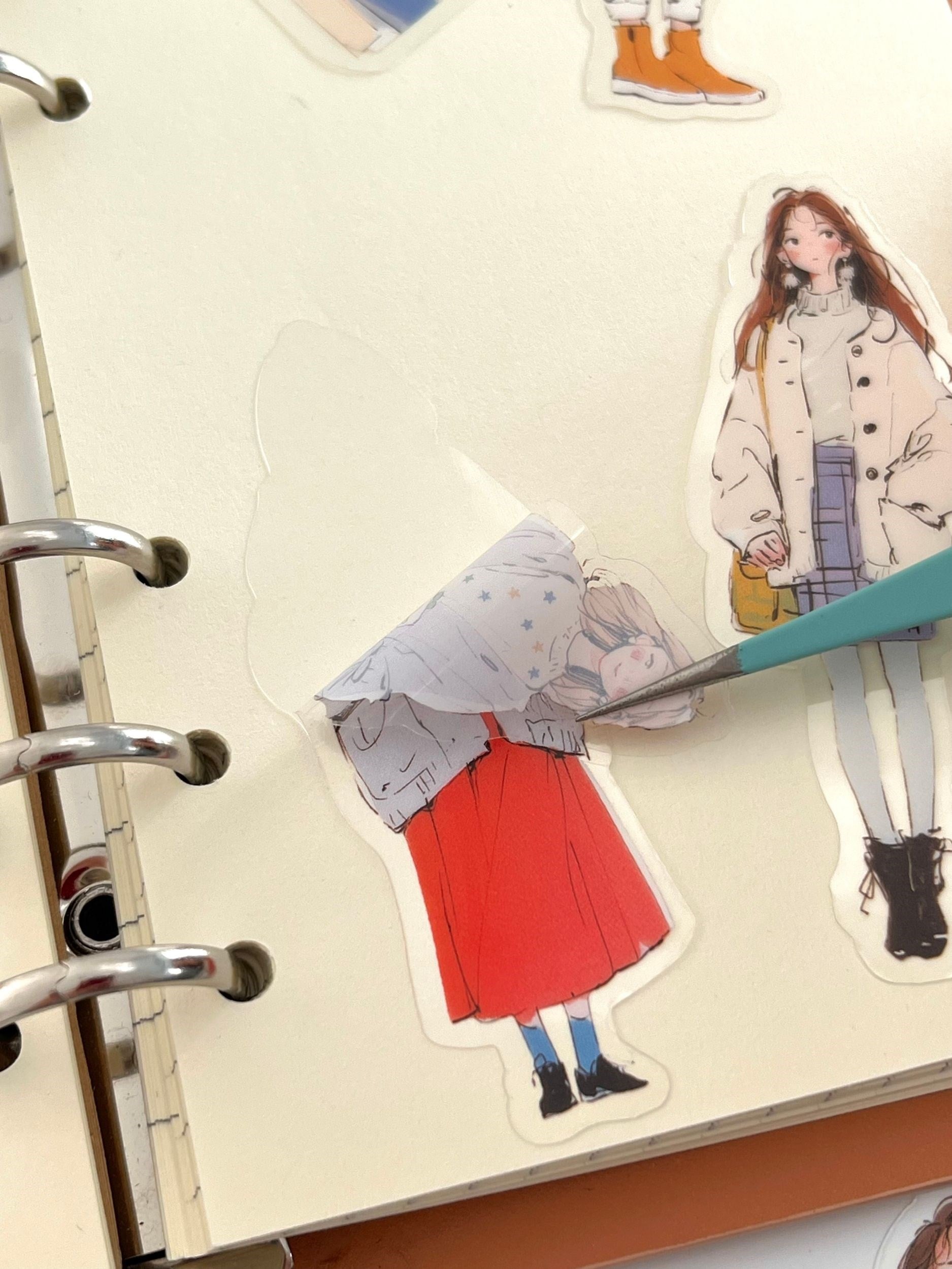 Cozy Girl Next Door Günlük Kombinli Genç Kızlar Figürlü 20 Adet Dekoratif Sticker Seti/ Etiket/Çıkartma