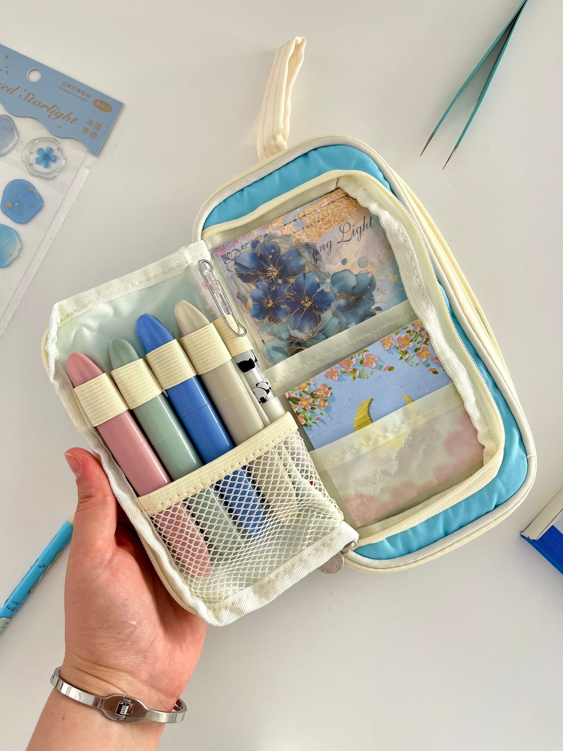 Creative Mavi 7 Gözlü Genişleyebilir Kapasiteli Organizer Kalem Kutusu
