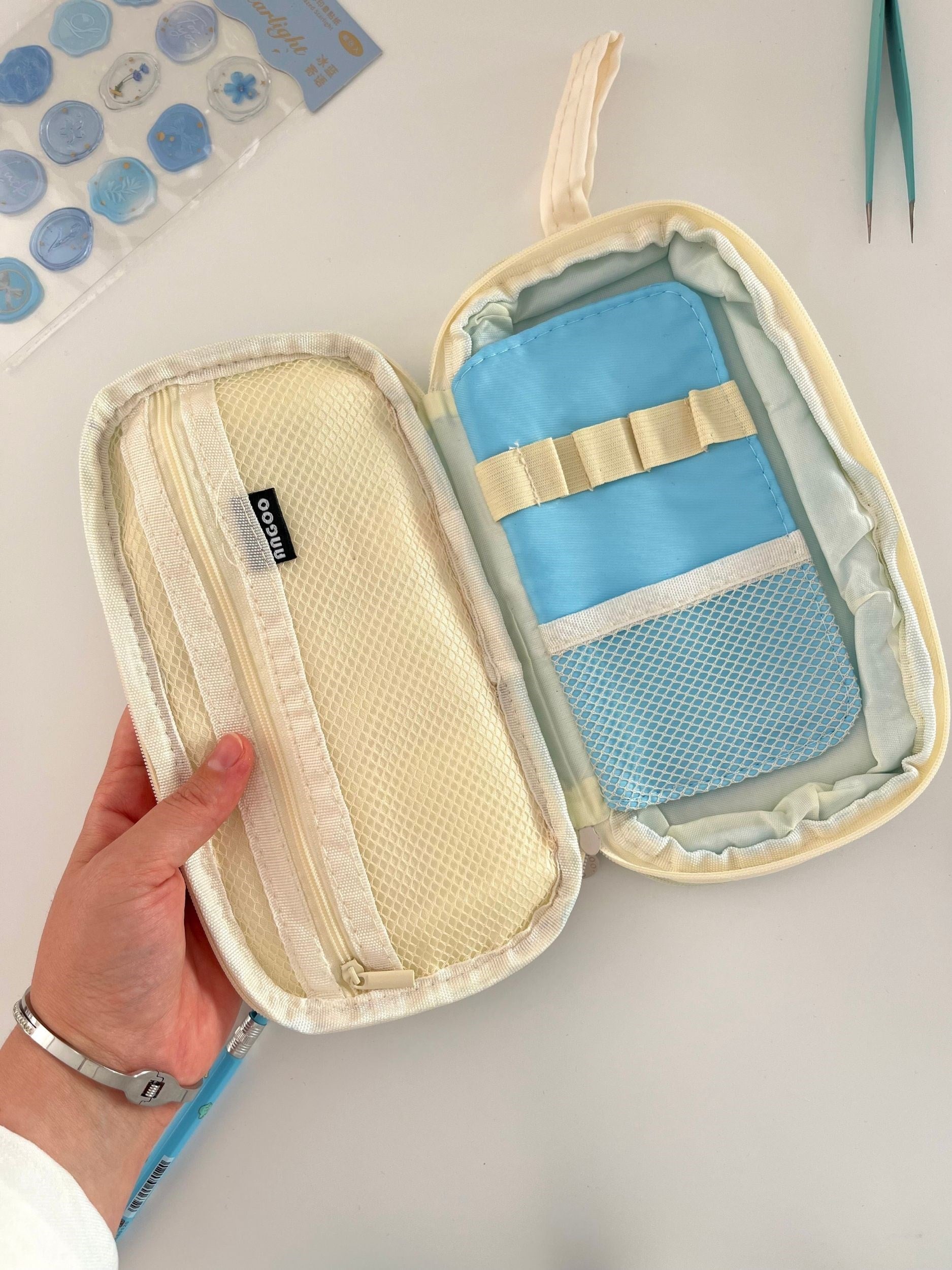 Creative Mavi 7 Gözlü Genişleyebilir Kapasiteli Organizer Kalem Kutusu