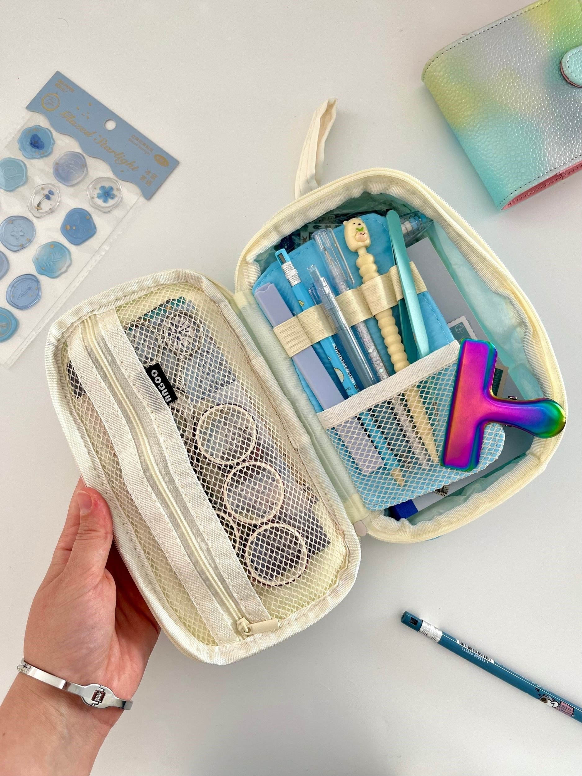 Creative Mavi 7 Gözlü Genişleyebilir Kapasiteli Organizer Kalem Kutusu