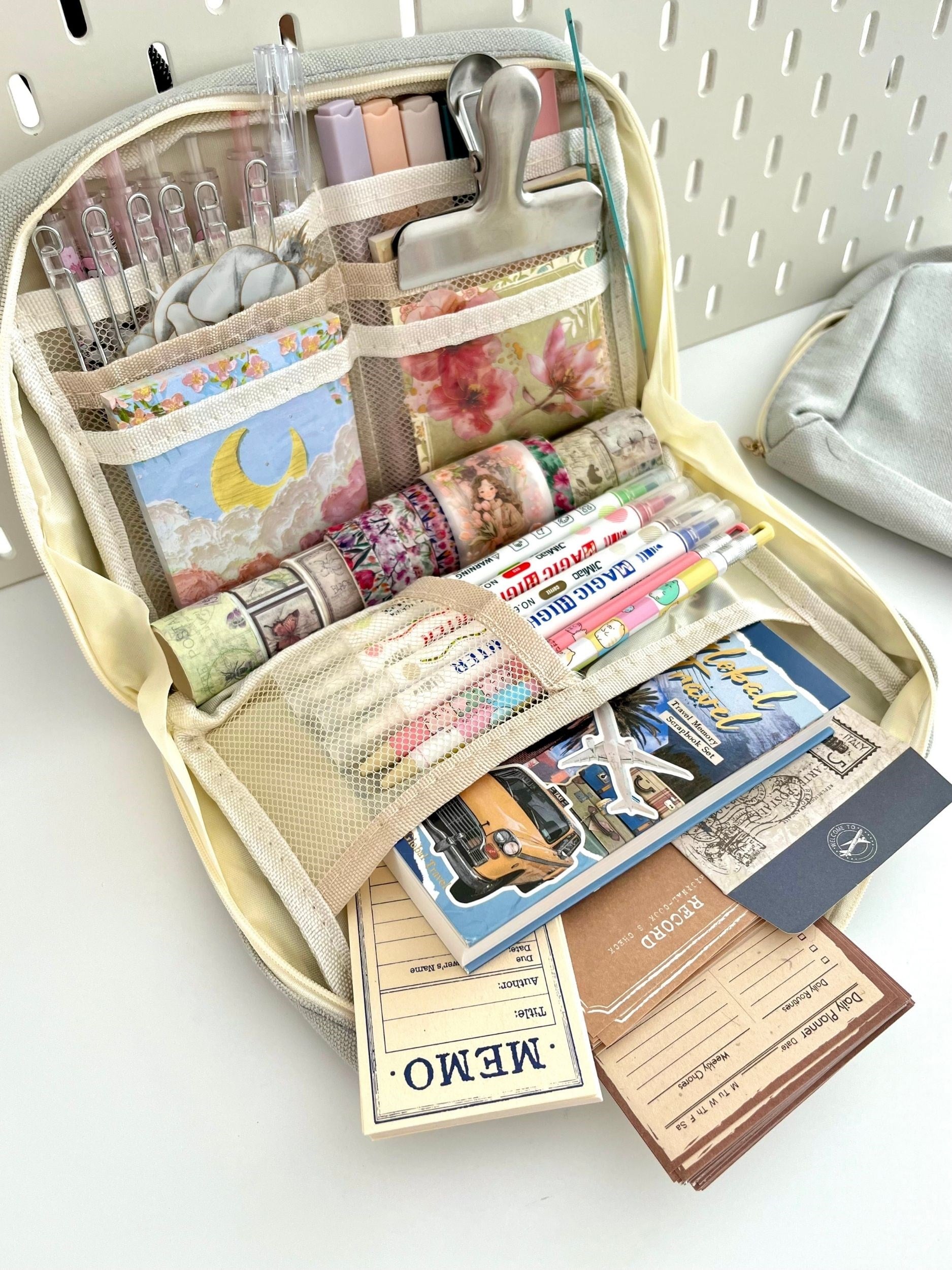 Creative Pencil Case Gri 9 Bölmeli Geniş Hacimli Kalem Kutusu Kırtasiye ve Hobi Organizer Çantası