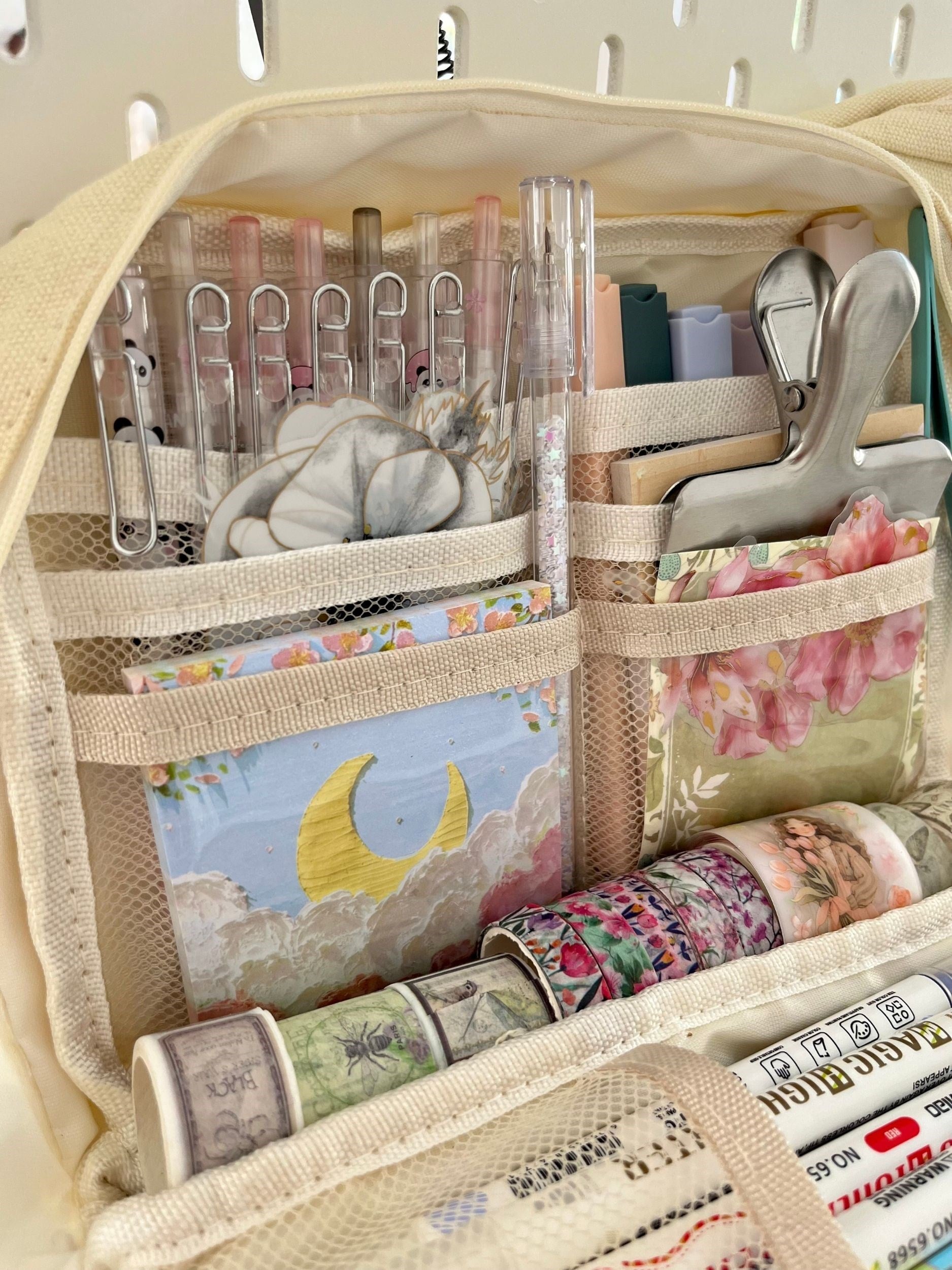 Creative Pencil Case Krem 9 Bölmeli Geniş Hacimli Kalem Kutusu Kırtasiye ve Hobi Organizer Çantası