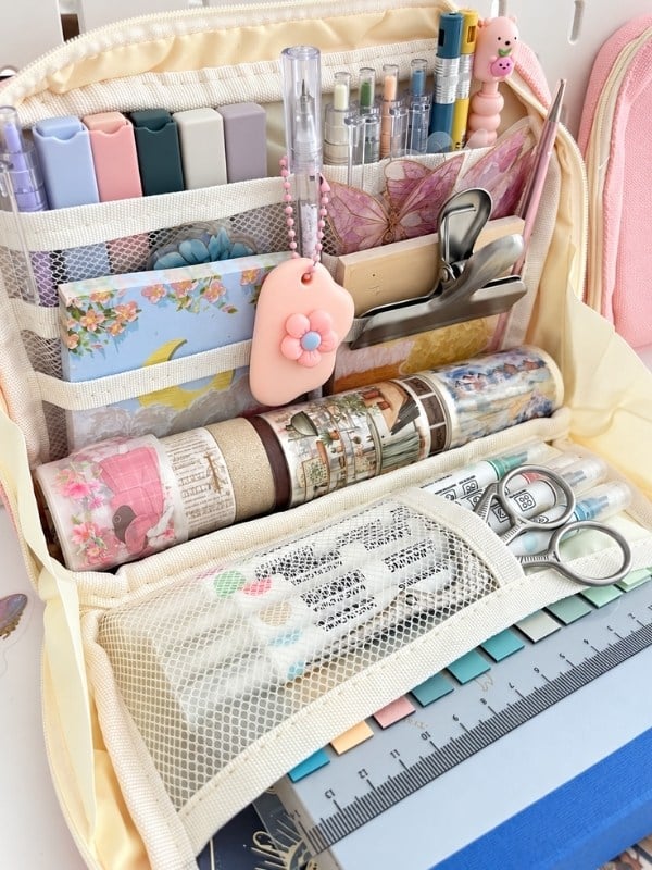 Creative Pencil Case Pembe 9 Bölmeli Geniş Hacimli Kalem Kutusu Kırtasiye ve Hobi Organizer Çantası