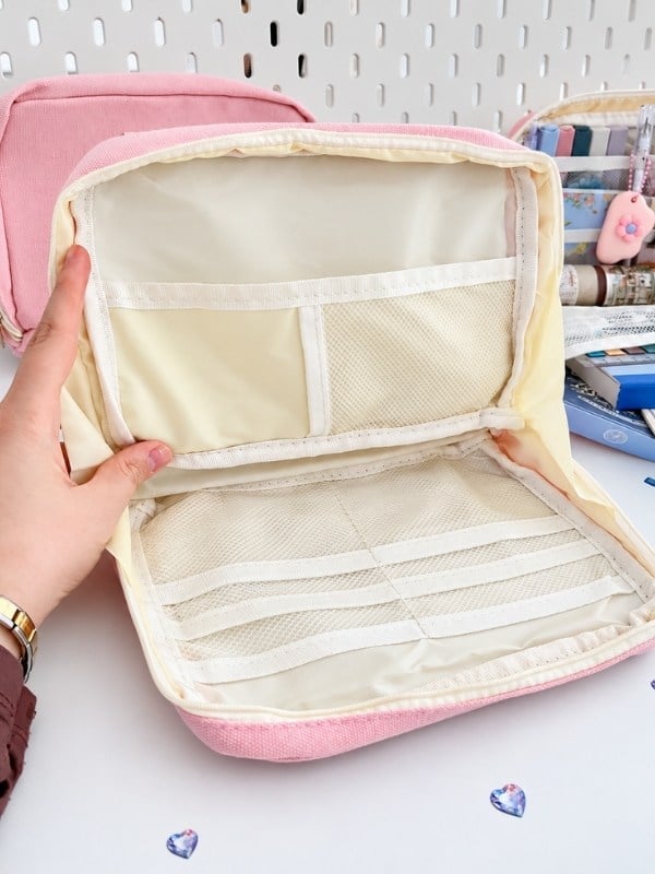 Creative Pencil Case Pembe 9 Bölmeli Geniş Hacimli Kalem Kutusu Kırtasiye ve Hobi Organizer Çantası