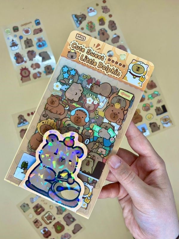 Cute Sweet 6 Yaprak 122 Adet Capybara Sticker Set/Su Geçirmez/Etiket/Çıkartma/Kapibara/Bullet Journal