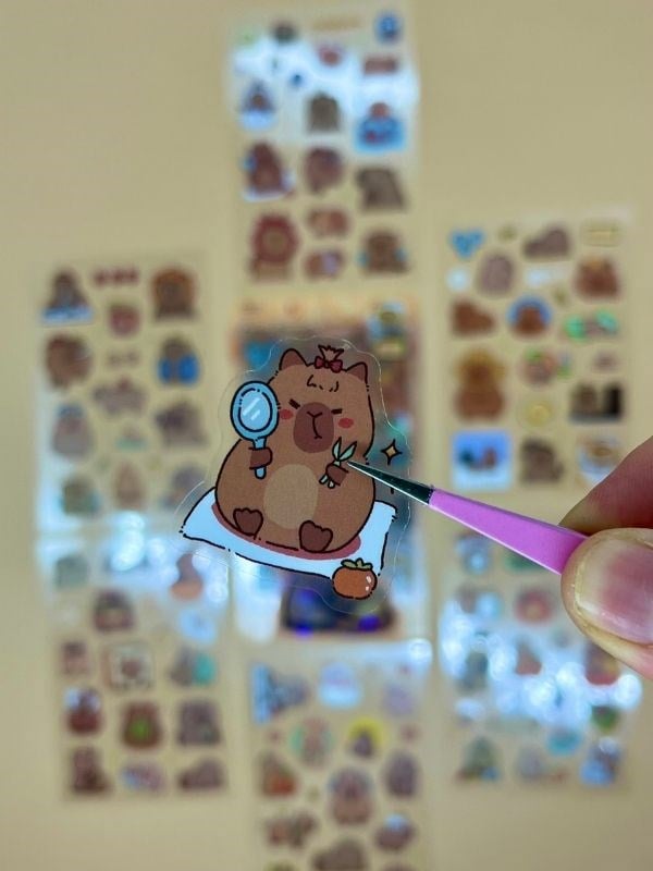 Cute Sweet 6 Yaprak 122 Adet Capybara Sticker Set/Su Geçirmez/Etiket/Çıkartma/Kapibara/Bullet Journal