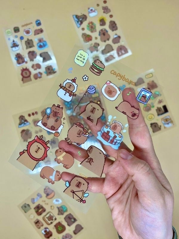 Cute Sweet 6 Yaprak 122 Adet Capybara Sticker Set/Su Geçirmez/Etiket/Çıkartma/Kapibara/Bullet Journal