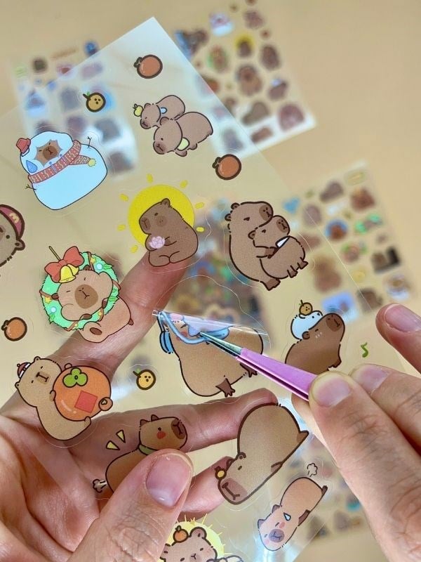 Cute Sweet 6 Yaprak 122 Adet Capybara Sticker Set/Su Geçirmez/Etiket/Çıkartma/Kapibara/Bullet Journal