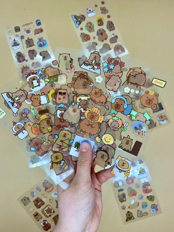 Cute Sweet 6 Yaprak 122 Adet Capybara Sticker Set/Su Geçirmez/Etiket/Çıkartma/Kapibara/Bullet Journal