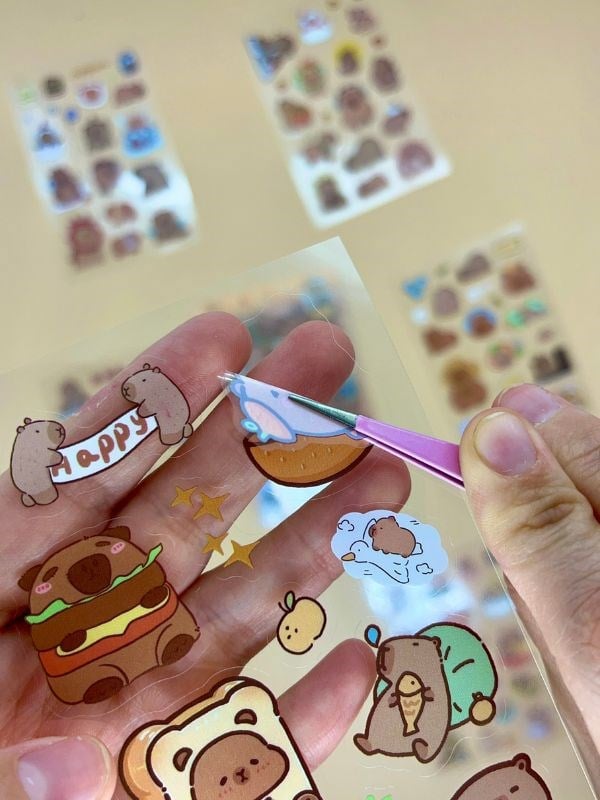 Cute Sweet 6 Yaprak 122 Adet Capybara Sticker Set/Su Geçirmez/Etiket/Çıkartma/Kapibara/Bullet Journal