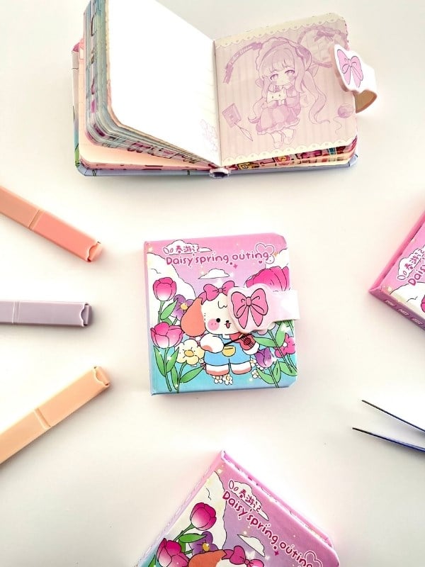 Daisy Spring Outing Çiçek Bahçesi 130 Yaprak Renkli Mini Planlayıcı/Not Defteri/Mıknatıslı Ajanda