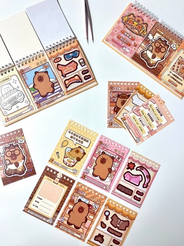 Dedektif Kapibara İle 3Bölüm 42 Yaprak Oyun ve Görev Tamamlama Aktivite Sticker Seti/Etiket/Çıkartma