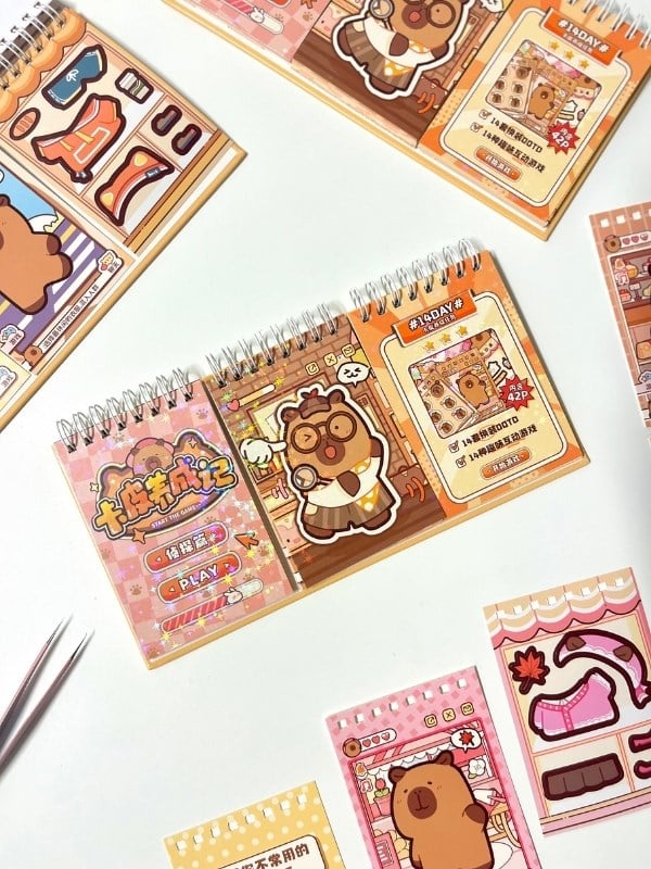 Dedektif Kapibara İle 3Bölüm 42 Yaprak Oyun ve Görev Tamamlama Aktivite Sticker Seti/Etiket/Çıkartma