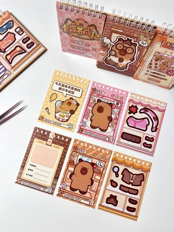 Dedektif Kapibara İle 3Bölüm 42 Yaprak Oyun ve Görev Tamamlama Aktivite Sticker Seti/Etiket/Çıkartma