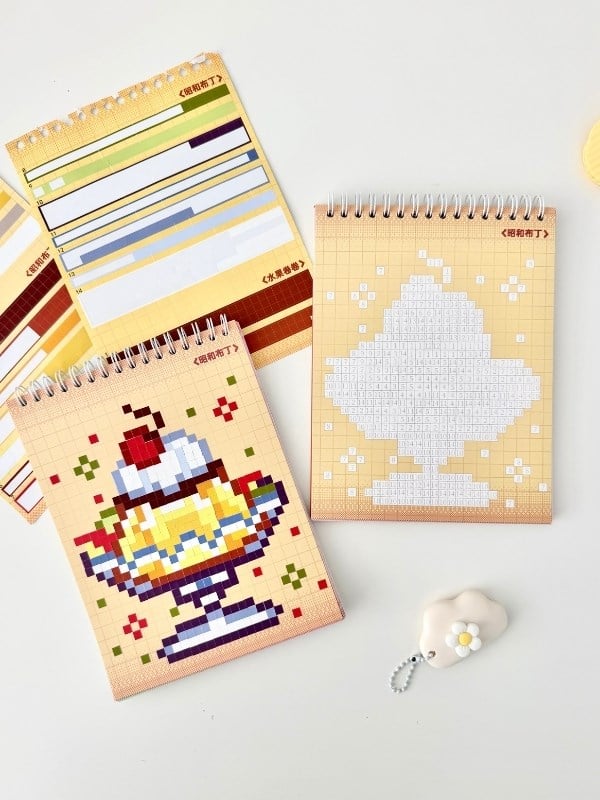 DIY 8 Farklı Tatlı Temalı Piksel Mozaik 5481 Parça Renk Kodlamalı Aktivite Defteri/Etiket/Çıkartma